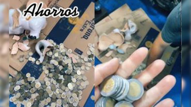 La joven utilizó monedas de cinco soles para llenar su alcancía y así ahorrar por tres años. Foto: captura de TikTok