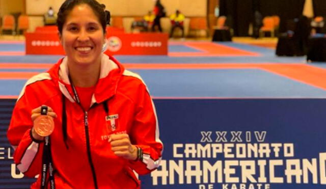 Alexandra Grande en el Campeonato Panamericano de Karate Senior Punta del Este 2021. Foto: Alexandra Grande / Instagram