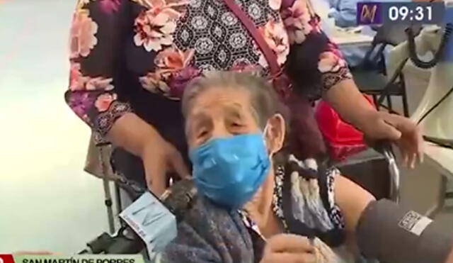 Anciana completó su vacunación contra la COVID-19. Foto: captura de Canal N