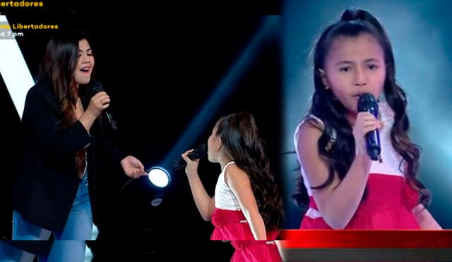 "Me siento muy orgullosa", le dijo Estrella a su hermana luego de escucharla cantar en el escenario de La voz kids. Foto: captura/Latina