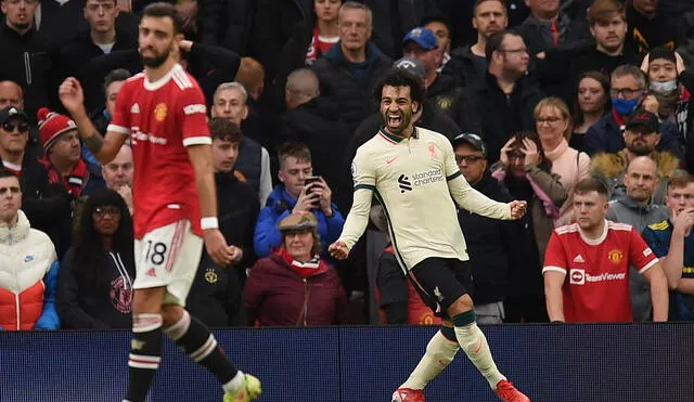 Mohamed Salah convirtió un doblete en la goleada parcial del Liverpool sobre el Manchester United. Foto: AFP