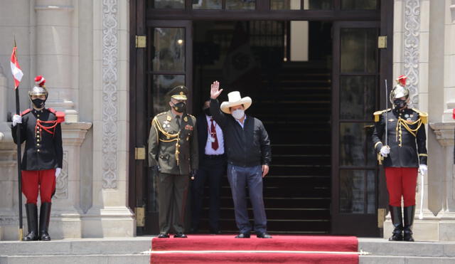 El presidente Pedro Castillo durante la actividad realizada en el Patio de Honor de Palacio. Foto: John Reyes/La República