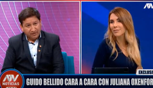Juliana Oxenford y Guido Bellido se confrontaron en televisión. Foto: captura/ATV