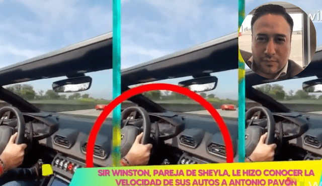 Antonio Pavón probó la velocidad del Lamborghini del novio de Sheyla Rojas. Foto: Captura Amor y Fuego.