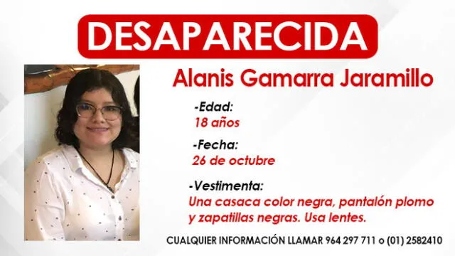 Alanis Gamarra no ha tenido comunicación con su familia desde el 26 de octubre. Foto: Composición LR