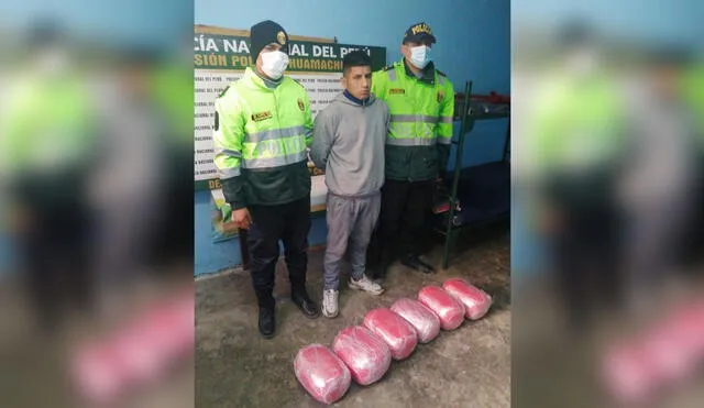 Rayme Juárez es acusado de llevar seis paquetes de droga con destino a Lima. Foto: PNP