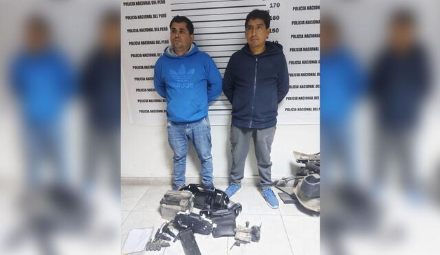 Dos sujetos fueron intervenidos en flagrancia acusados de ser vitroqueros. Foto: PNP