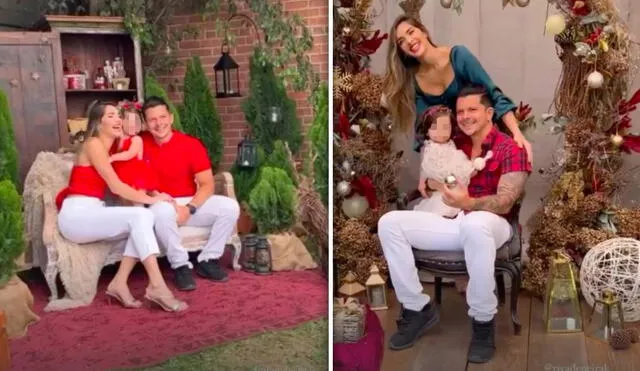 La hija de Mario Hart y Korina Rivadeneira usó vestidos verde y rojo, inspirados en la Navidad. Foto: composición/Instagram