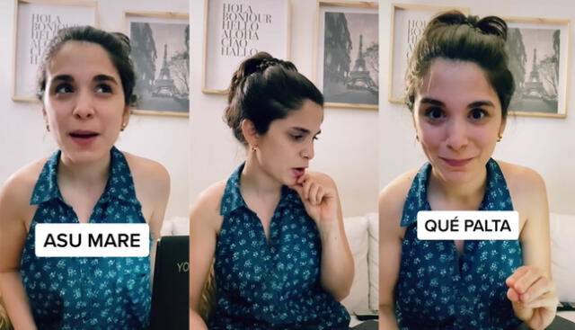 Julieta, creadora de contenido en TikTok, se animó a adivinar el significado de algunas expresiones peruanas. Foto: captura de TikTok / @madeinjuliwood