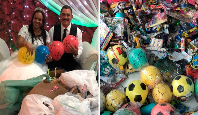 Los esposos convirtieron su gran celebración en un acontecimiento solidario que sacó miles de sonrisas a 600 niños de escasos recursos. Foto: captura de Facebook