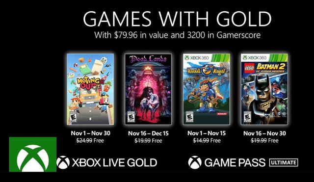 Estos juegos de Xbox estarán disponibles durante todo noviembre. Foto: Xbox