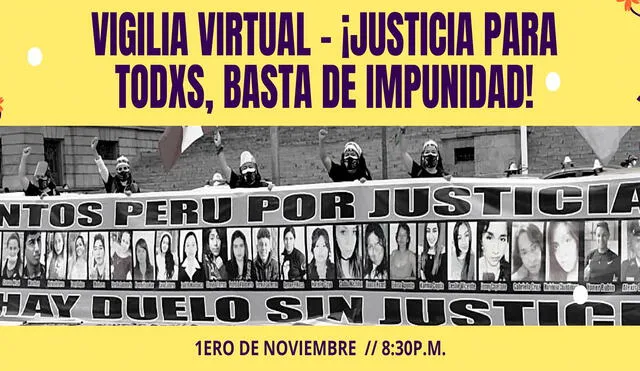 La colectiva estará ofreciendo el link de la vigilia vía Whatsapp en su página de Facebook. Foto: Juntos Perú: Basta de Impunidad Facebook