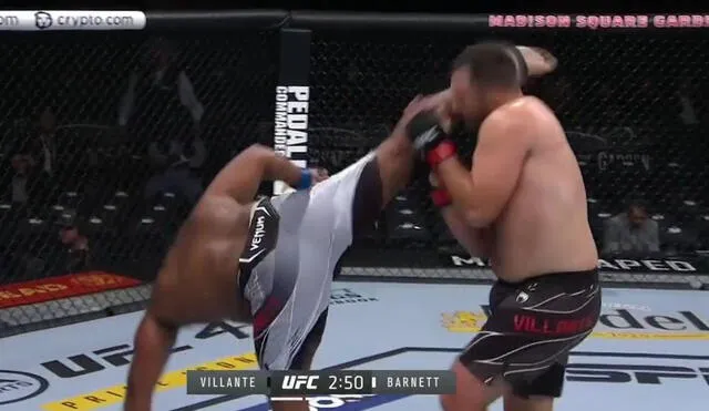¡Patada a la cabeza y KO! Chris Barnett venció a Gian Villante en UFC 268. Foto: ESPN