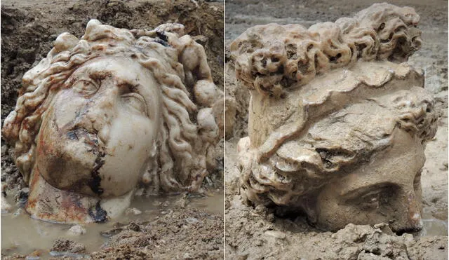 Las cabezas de las estatuas de Dionisio (izquierda) y Afrodita (derecha) fueron descubiertos en una antigua ciudad bajo el poder del Imperio Romano en Turquía. Foto: composición