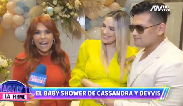 Cassandra Sánchez y Deyvis Orosco celebran el baby shower de su primer hijo. Foto: captura de ATV