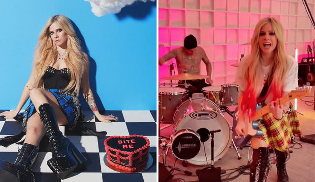 Avril Lavigne regresa a la música con "Bite me", producida por Travis Barker. Foto: composición/Instagram/TikTok/Avril Lavigne