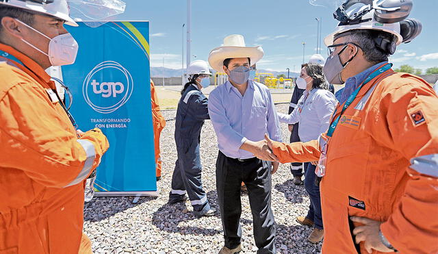Energía. El presidente Pedro Castillo visitó la planta de Transportadora de Gas del Perú. Foto: difusión