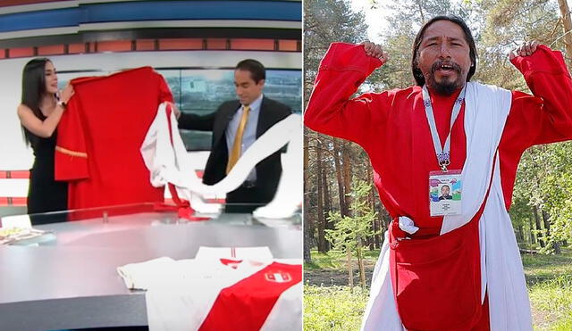 Los periodistas enseñaron el típico traje del hincha israelita. Foto: captura/Canal N