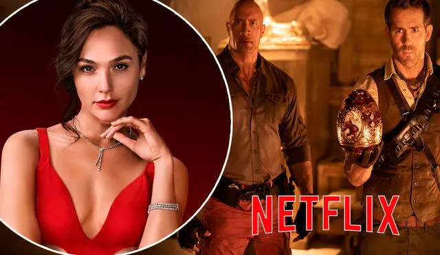 Alerta roja es  protagonizada por Gal Gadot, Dwayne Johnson y Ryan Reynolds.  Foto: composición/Netflix