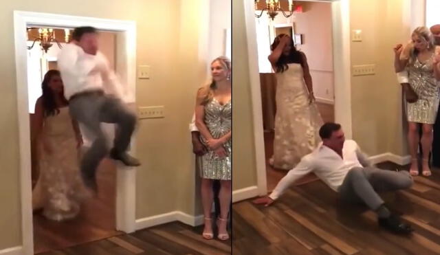 Novio intenta hacer pirueta el día de su boda y termina realizando doloroso blooper