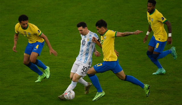 Conoce cómo saldrían las selecciones de Argentina y Brasil al campo del San Juan del Bicentenario. Foto: AFP