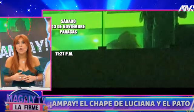 Magaly Medina mostró las imágenes de Patricio Parodi y Luciana Fuster en Paracas. Foto: captura Magaly TV, la firme/ATV