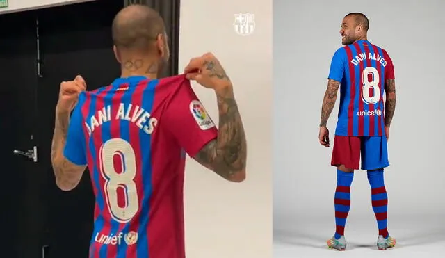 Dani Alves se encuentra contento con su nuevo número en el FC Barcelona. Foto: composición/ FC Barcelona