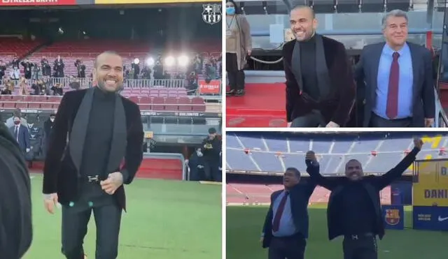 Dani Alves fue presentado oficialmente en el Camp Nou. Foto: FC Barcelona