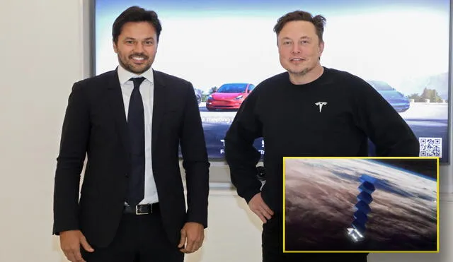 El ministro de Comunicaciones de Brasil, Fabio Faria, y el CEO de SpaceX, Elon Musk, durante una reunión. Foto: Cleverson Oliveira / AFP / SpaceX