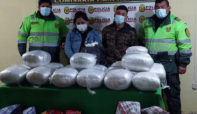 Pareja llevaba la droga escondida dentro de sus equipajes. Foto: PNP