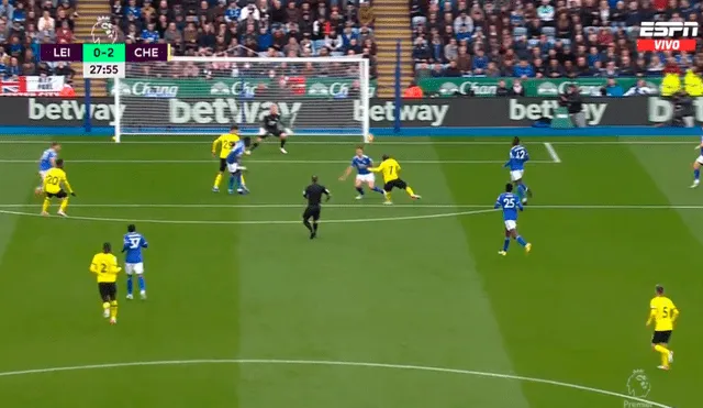 N'Golo Kanté puso el 2-0 parcial del Chelsea ante el Leicester por Premier League. Foto: captura ESPN