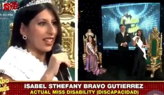 Isabel Bravo representará a Perú a Miss Disability World, a realizarse en México en 2022. Foto: captura Porque hoy es sábado con Andrés/Panamericana