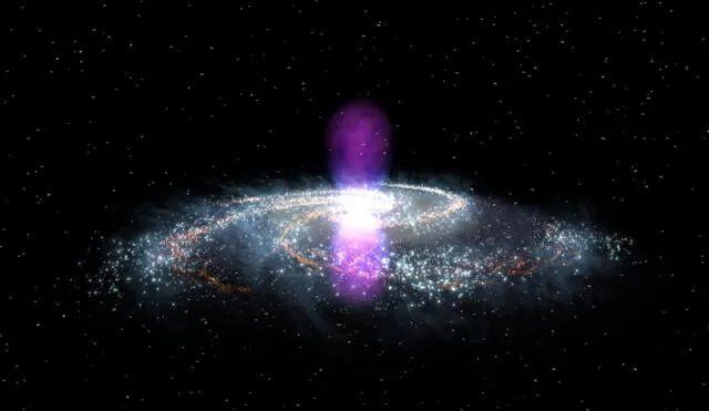 El centro de la Vía Láctea representado con los datos del Telescopio Espacial Fermi Gamma-Ray. Foto: NASA Goddard