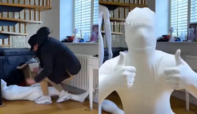 Hombre se disfraza de maniquí para hacerle una broma a su amigo. Foto: captura de YouTube.