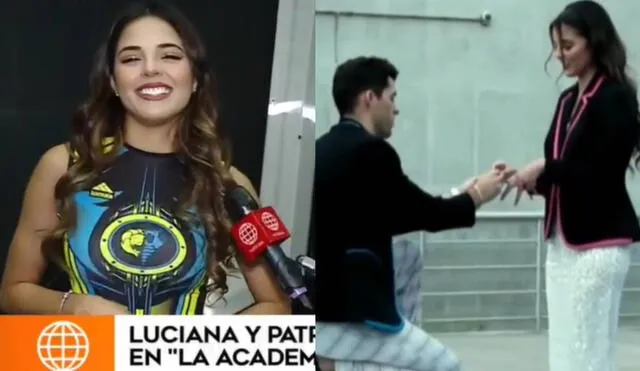 Luciana Fuster emocionada por su romántica escena con Patricio Parodi en La academia de EEG. Foto: captura de América TV