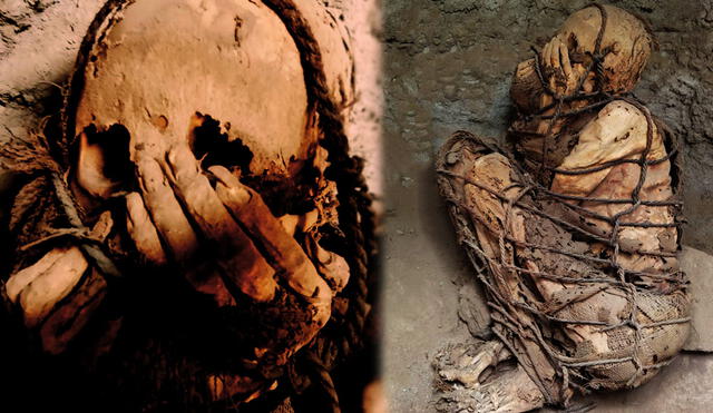 Momia encontrada en el complejo arqueológico de Cajamarquilla, en Lurigancho (Lima). Foto: composición / cortesía