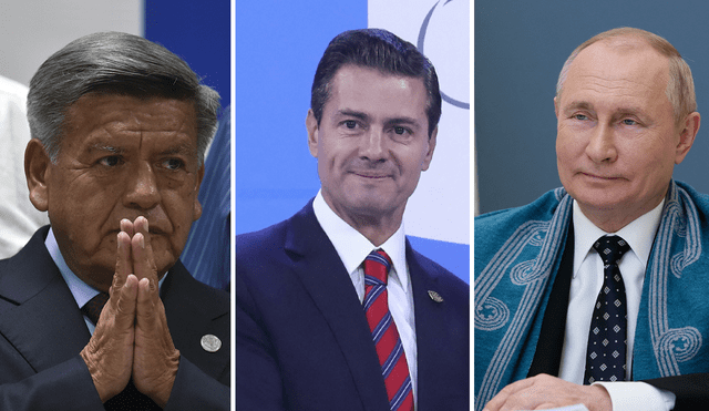 Acusado de plagio: César Acuña (Perú), Peña Nieto (México) y Vladimir Putin (Rusia). Foto: composición/AFP