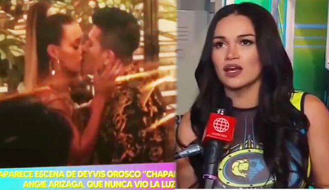 Angie Arizaga confirmó que grabó un videoclip con Deyvis Orosco. Foto: captura Amor y fuego / América TV