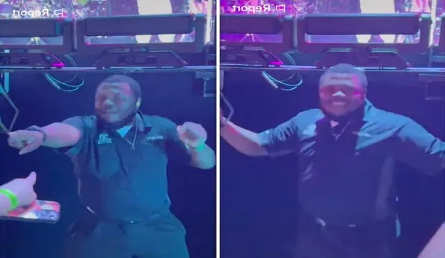 Guardia de seguridad sorprende con sus pasos de baile durante el concierto de Harry Styles. Foto: captura de TikTok.