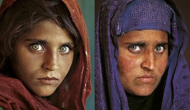 Sharbat Gula en diferentes edadas retratada por el fotógrafo estadounidense Steve McCurry. Foto: National Geographic