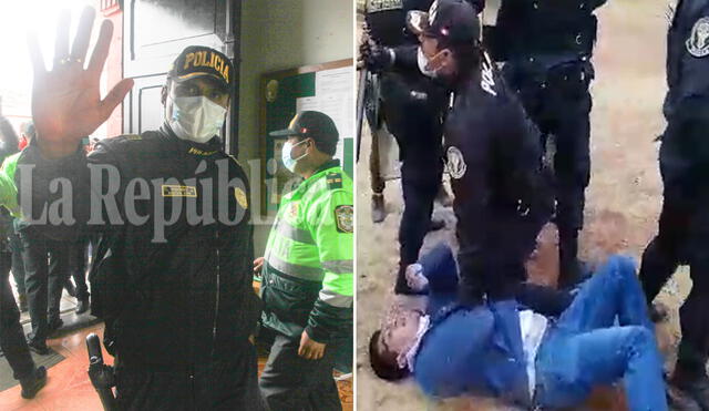 Policía sometió a periodista en el suelo y colocó su rodilla sobre su pecho. Foto: Juan Carlos Cisneros (La República)/captura video Ver para Creer