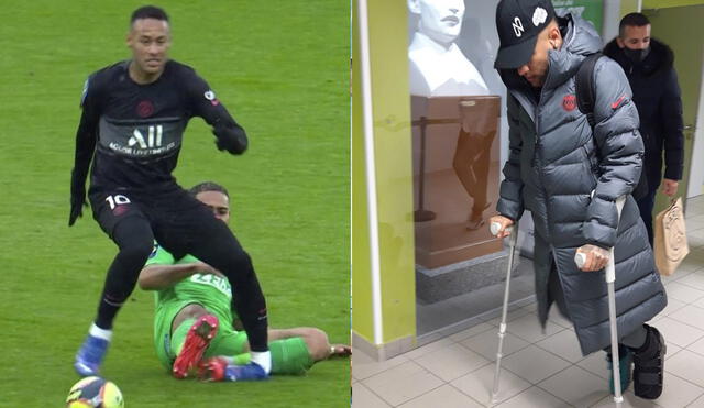 Neymar sufrió la lesión mientras el PSG se imponía 2-1. Fotos: captura ESPN / Le Parisien