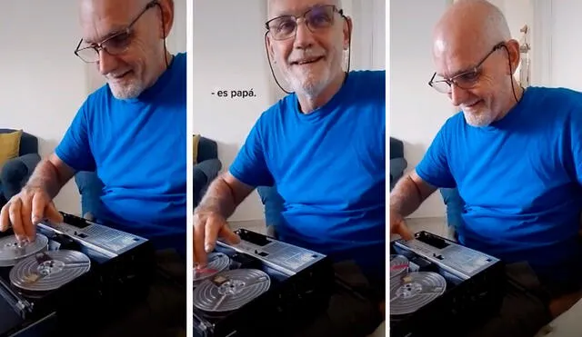 Un hombre escuchó con atención una cinta de audio que colocó en un aparato antiguo, pero se sorprendió con un detalle mientras avanzaba la reproducción. Foto: captura de YouTube