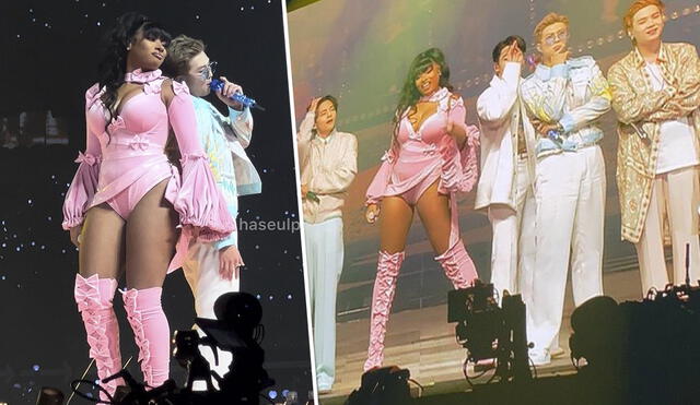 Megan Thee Stallion y BTS sorprendieron a asistentes del segundo concierto Permission to dance on stage. Foto: capturas/haseulpop/Twitter