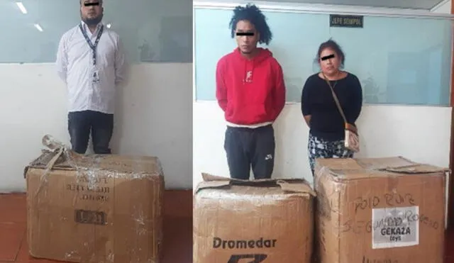 Presuntos integrantes de Los Rastas de La Victoria y las cajas con marihuana. Foto: PNP