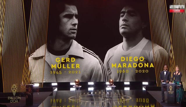 Gerd Müller y Diego Armando Maradona fueron homenajeados en la gala del Balón de Oro 2021. Foto: captura de ESPN