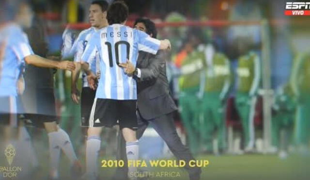 Maradona fue entrenador de Lionel Messi en el Mundial Sudáfrica 2010. Foto: captura ESPN