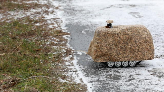 Imagen de la 'piedra espía' desarrollada por el Ejército ruso. Foto: TV Zvezda