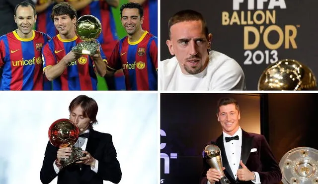 Iniesta, Ribery, Griezmann y Lewandowski son tuvieron argumentos suficientes para ganar el Balón de Oro. Foto: Composición LR/FIFA/FranceFootball.