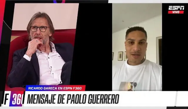 Paolo Guerrero saludó a Ricardo Gareca donde le expresó su respeto y cariño por lo hecho con la selección. Foto: captura ESPN.